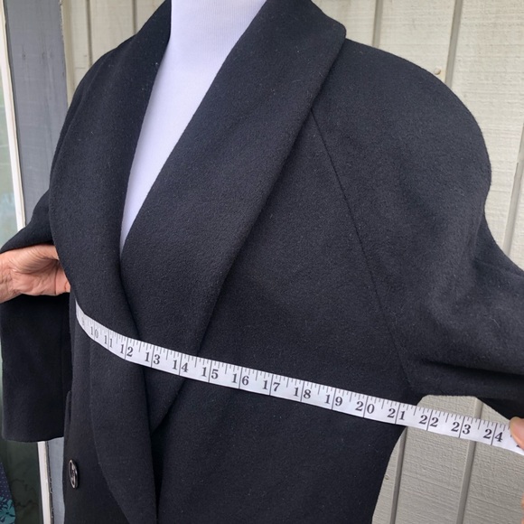 Vintage Jones New York 100% Pure Wool Black Double-Breasted Trench Coat size XL - Picture 13 of 14